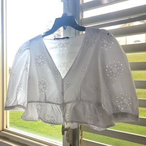 Zara White Large Blouse/Top